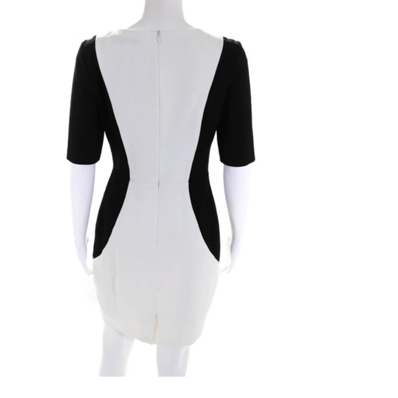 Trina Turk Womens Knit Color Block Short Sleeve Sheath Dress White Black Size 0 - Picture 11 of 11